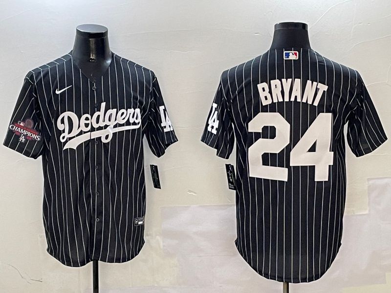 Men Los Angeles Dodgers 24 Bryant Black Stripe Jointly Name 2025 Nike MLB Jersey style 5